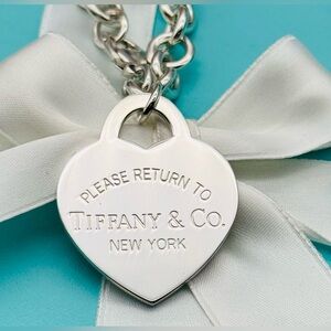 XL Extra Large Please Return To Tiffany & Co Heart Tag Pendant Charm Bracelet
